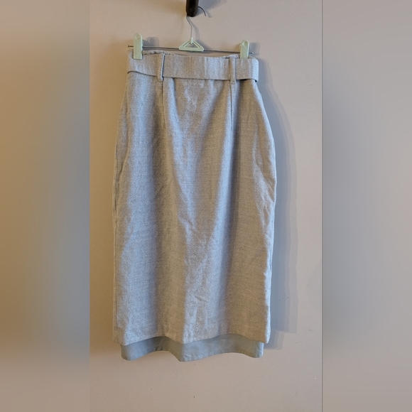 100% vintage wool button up midi skirt with belt - Picture 3 of 4